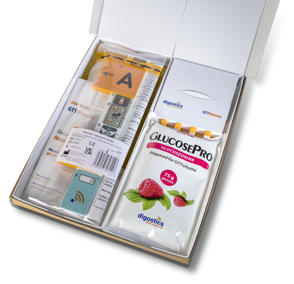 An Image of the GTT@home Test Kit.  GTT@home is now available on NHS Supply Chain.